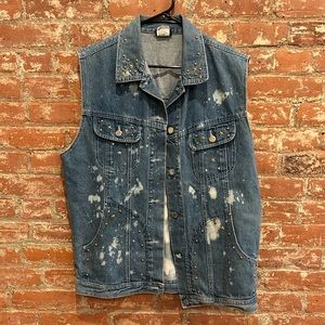 Vintage DIY Bedazzled Denim Vest